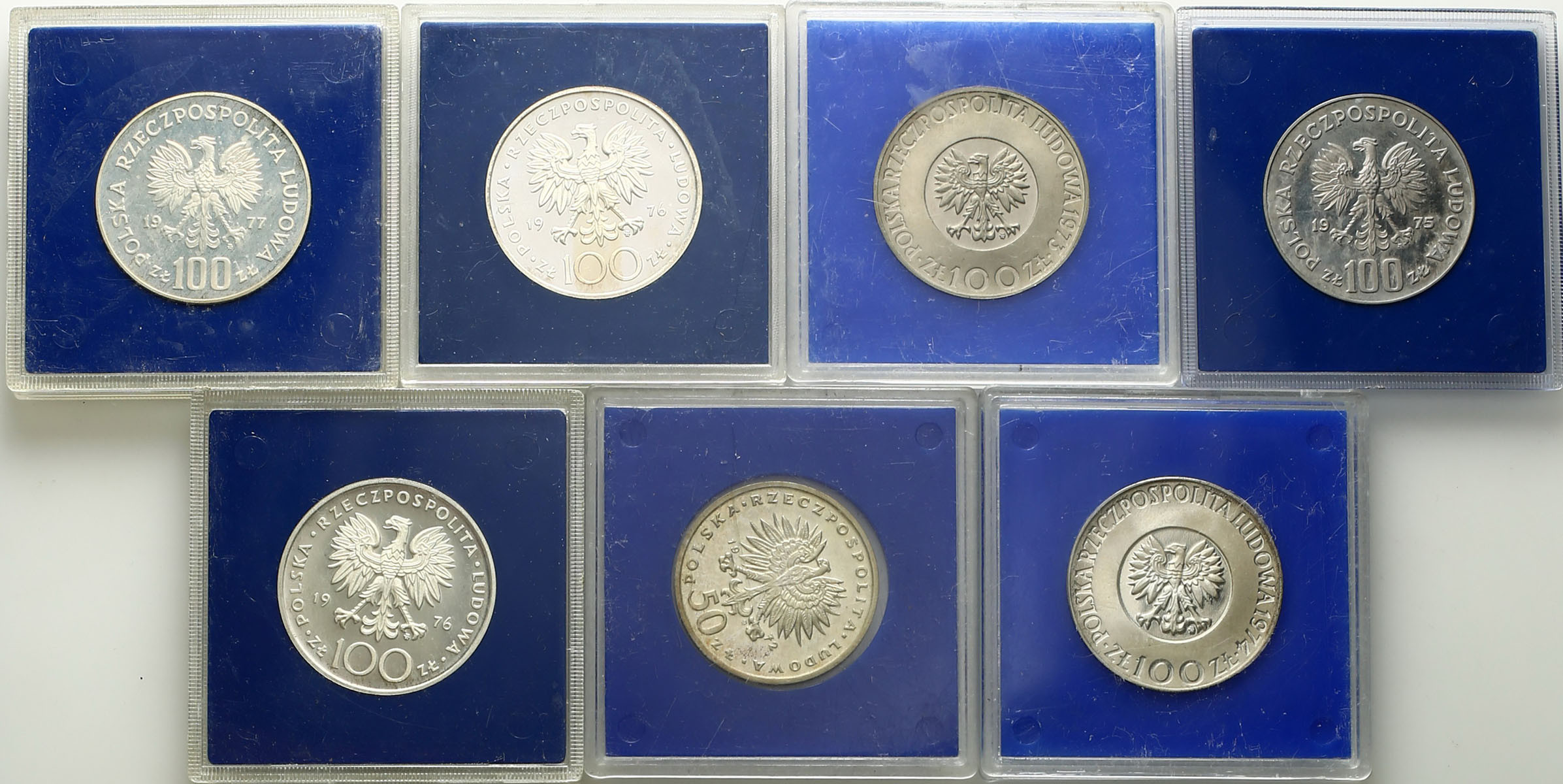 PRL. 50 - 100 złotych 1972 - 1977, zestaw 7 monet